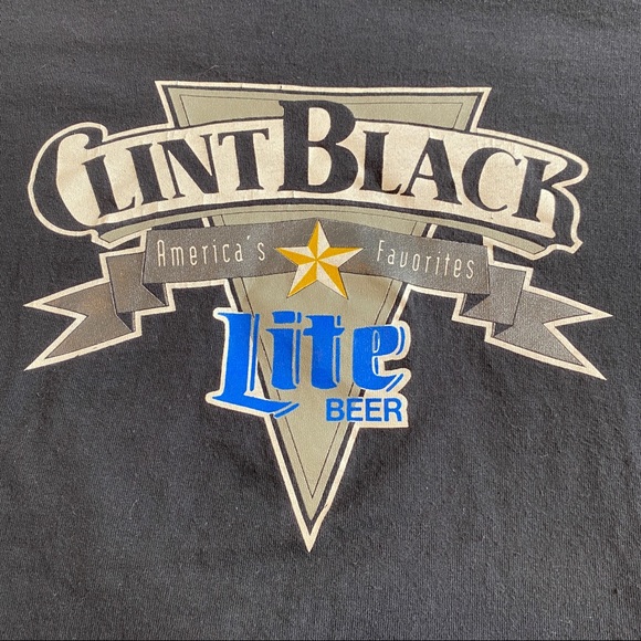 Vintage Clint Black Miller Lite Beer Promo T-Shirt 90s Country Music USA Made L - Picture 3 of 8